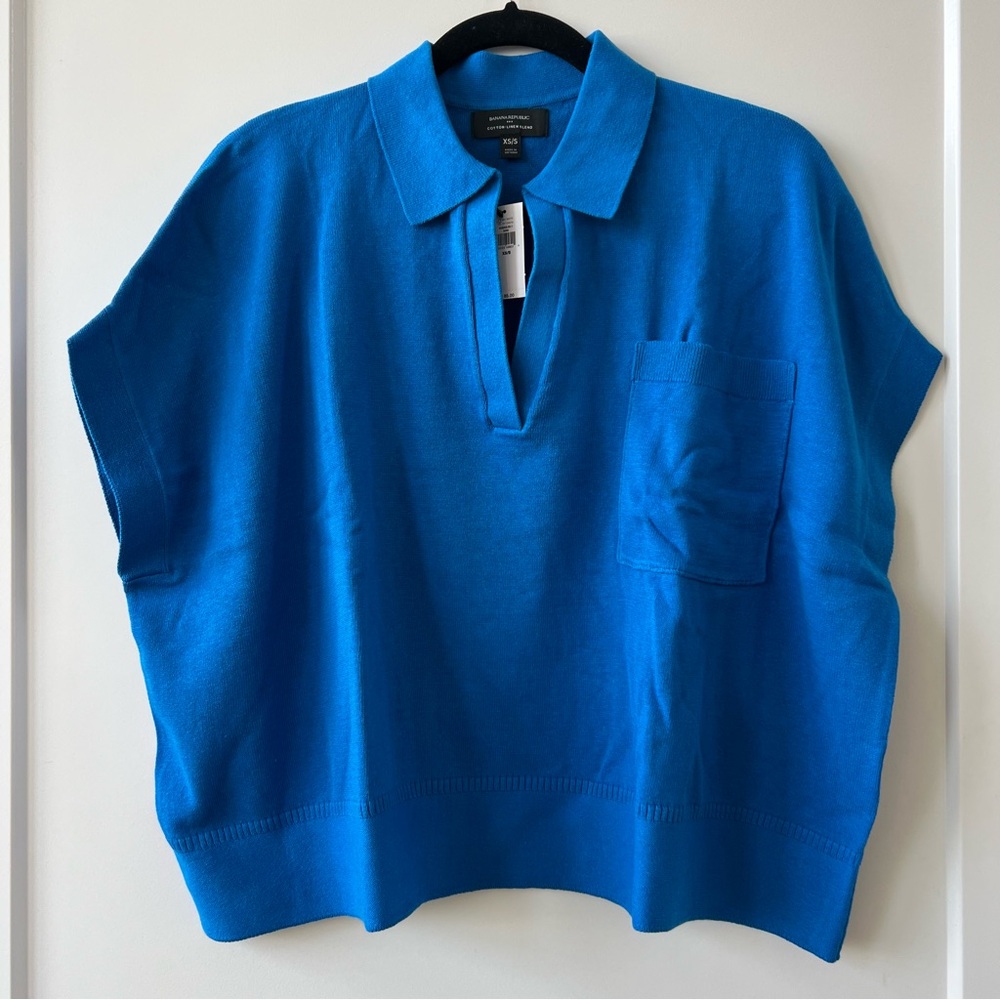 Banana Republic Factory Oversized Johnny-Collar Cotton-Linen Sweater XS/S (L/XL)